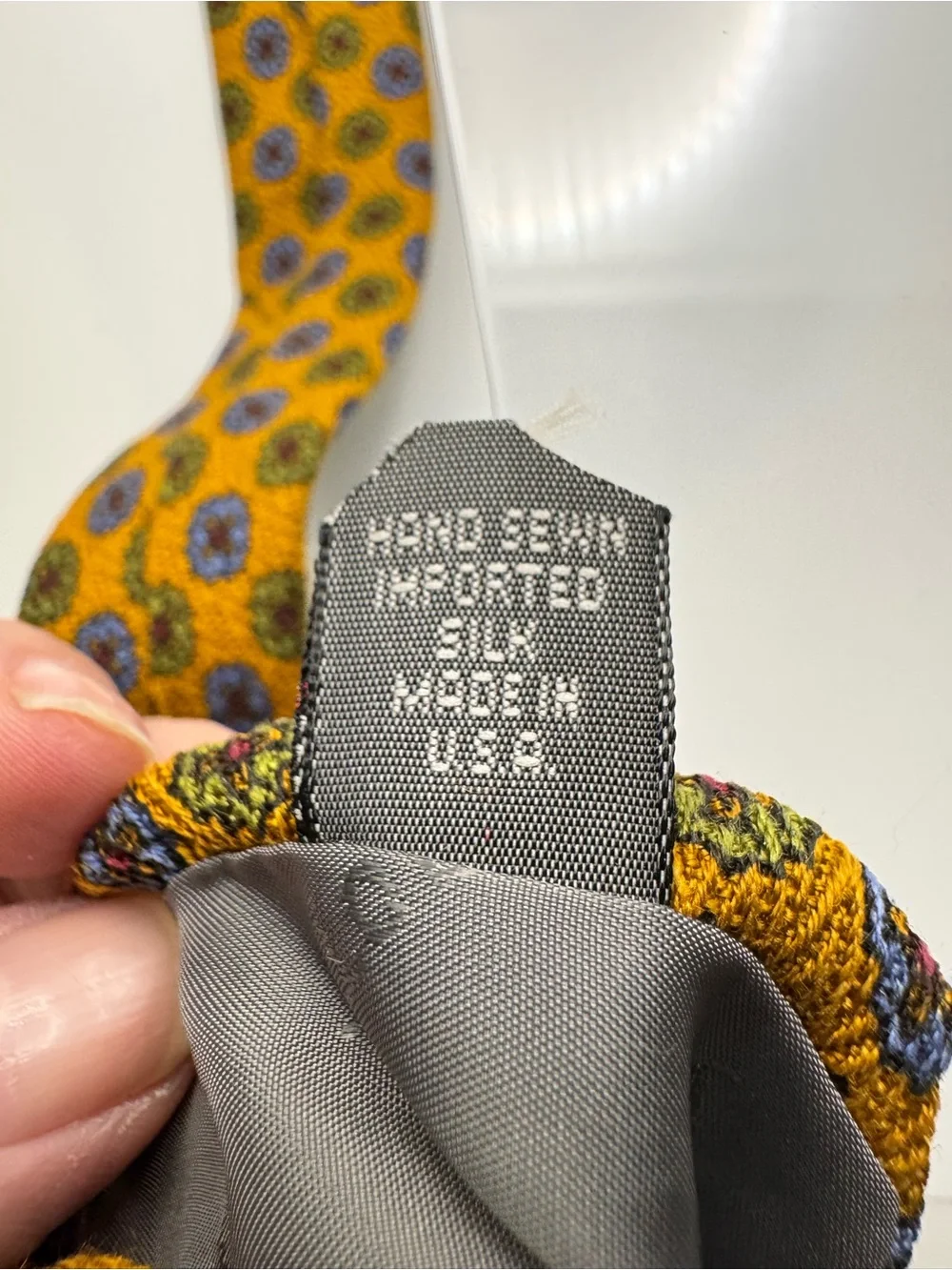 Robert Talbott Golden Yellow Medallion Silk Tie with Blue and Olive Accents